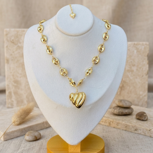 Chaîne Grain de Café - Motif Cœur